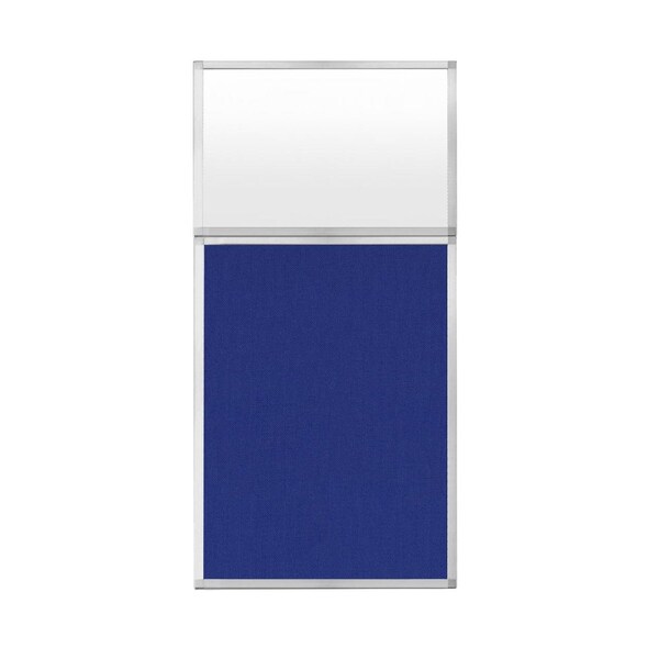 Hush Panel Configurable Cubicle Partition 3' x 6' W/ Window Royal Blue Fabric Frosted Window